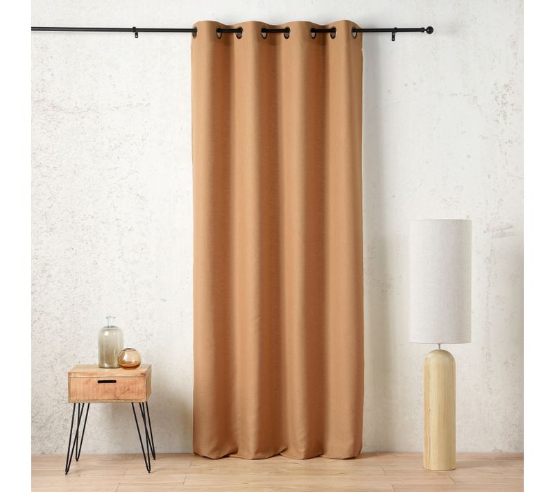 Rideau Tamisant À Oeillets Polylin Satin - 145x260 Cm - Jaune Soleil