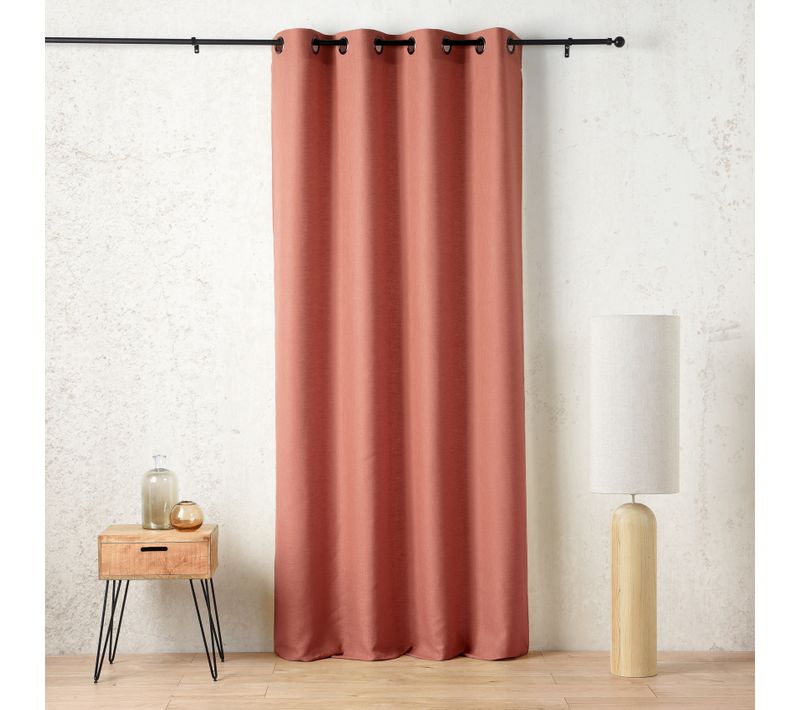 Rideau Tamisant À Oeillets Polylin Satin - 145x260 Cm - Orange Corail