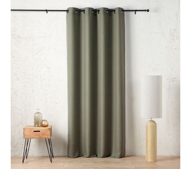 Rideau Tamisant À Oeillets Polylin Satin - 145x260 Cm - Vert