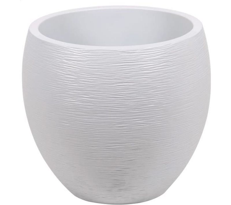 Pot De Fleurs Rond Egg Ø 50cm - Graphit - 46 L - Ø 50 X H. 45 Cm - Blanc Cérusé