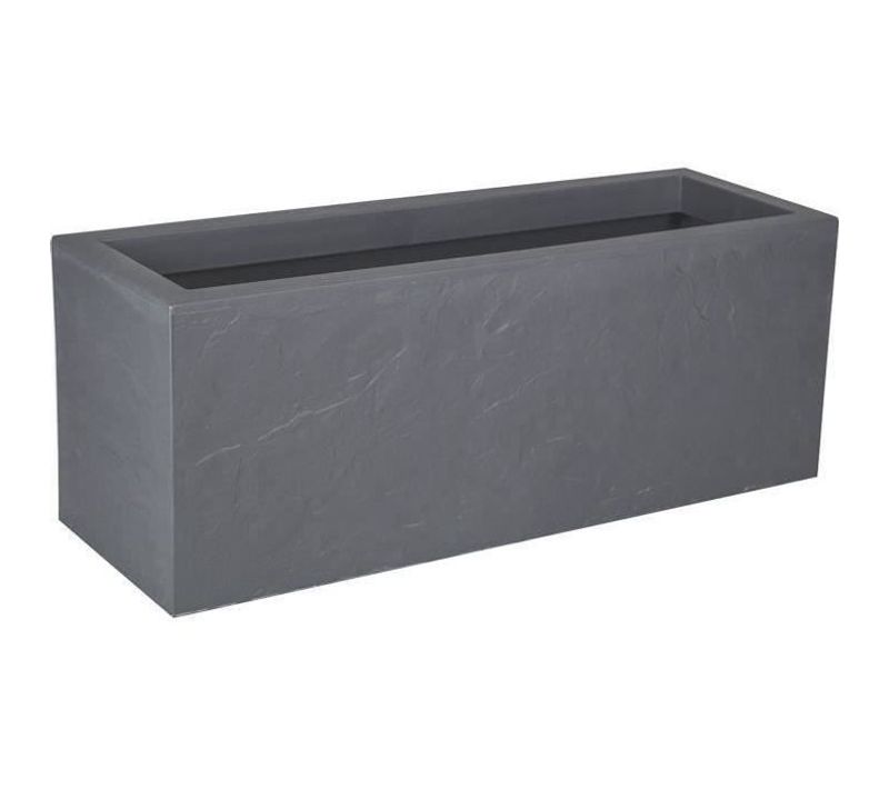 Jardinière Volcania'up 57 L - Gris Galet - Décor Imitation Pierre - 79,5 X 29,5 X 29,5 Cm