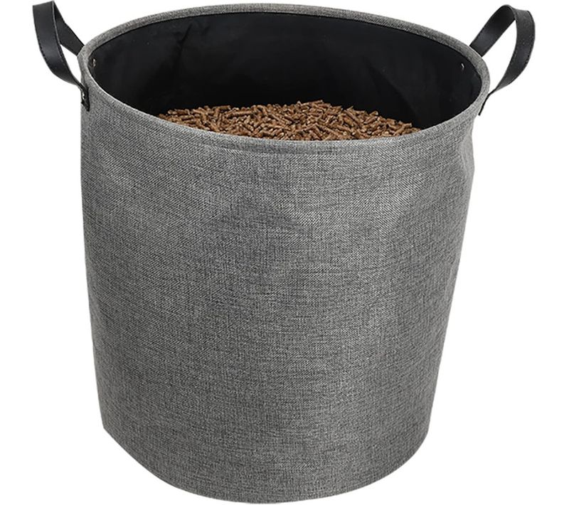 Sac à Granulés En Tissu 60 L - Capacité 30 Kg D. 44 X 45 Cm - Tissu Gris Noir