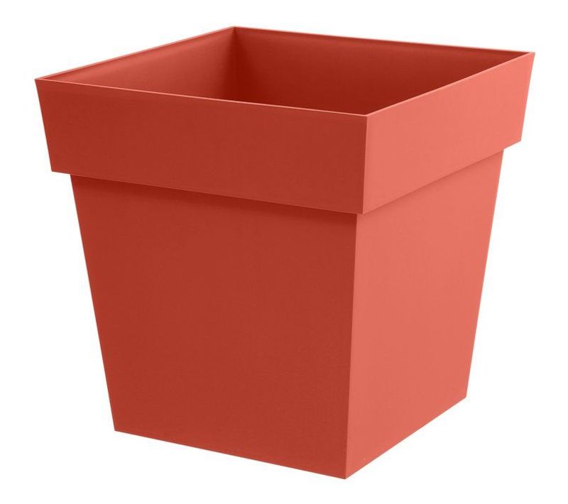 Pot De Fleur Carré - Toscane - 40 Cm - 38 L - Zone De Rétention D'eau - 39 X 39 X H.39 Cm - Orange