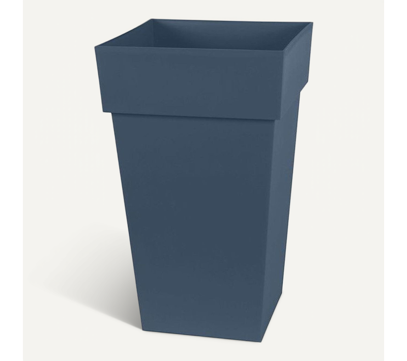 Pot De Fleur Carré Toscane 39 X 39 X H 65 Cm Bleu Jean
