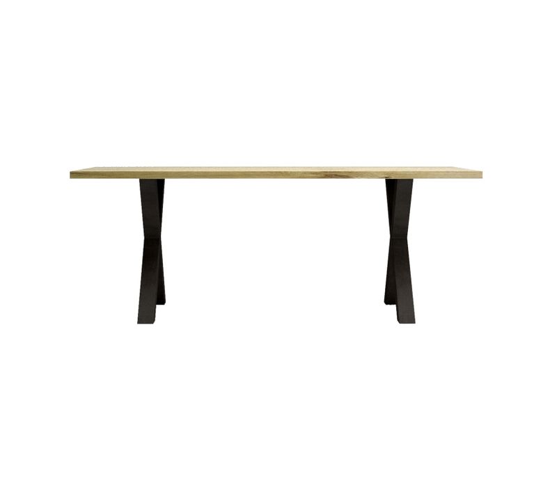 Table L.200 cm pieds en X BAXTER imitation chêne