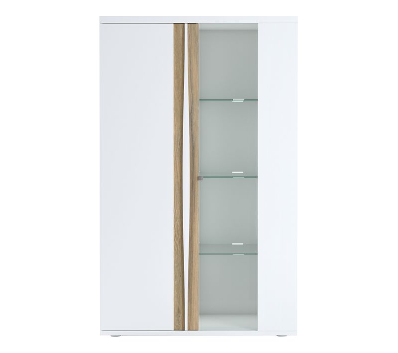 Vitrine INSTA blanc brillant/ décor chêne