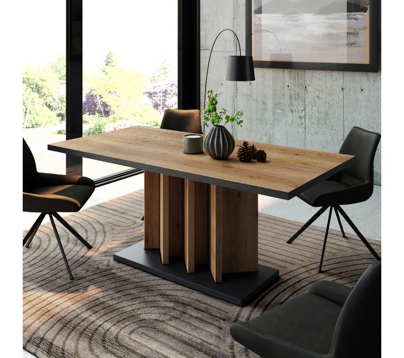 Table extensible L. 180/225 cm AYA Imitation chêne/gris