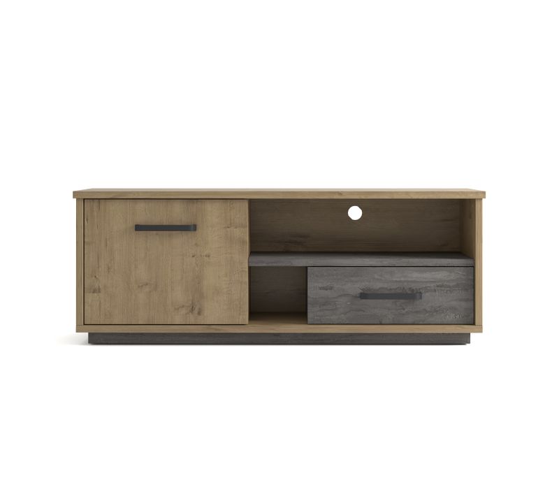 Meuble TV L. 160 cm TERRA Imitation chêne / béton ciré