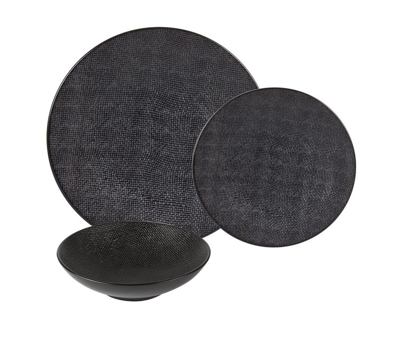 Service D'assiettes Vésuvio Noir 12 Pièces En Grès