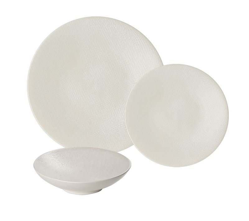 Service D'assiettes Vésuvio Blanc 12 Pièces En Grès