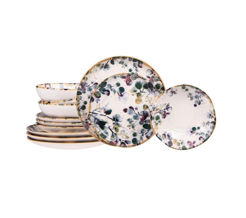 Service D'assiettes Garden 12 Pièces En Faience