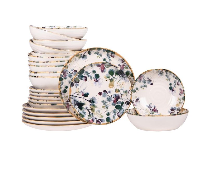 Service D'assiettes Garden 24 Pièces En Faience