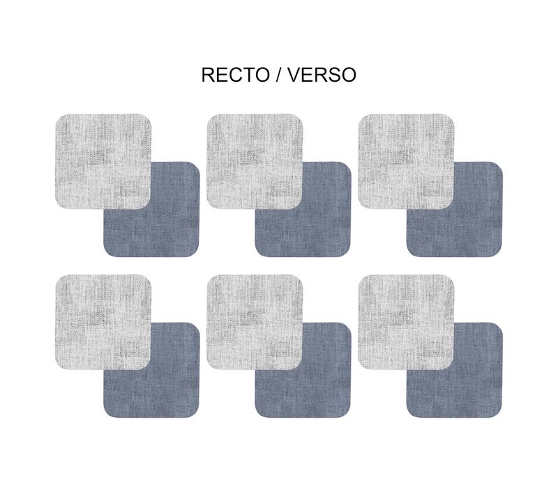 Set De 6 Dessous De Verre Carré Gris Bleu En Plastique
