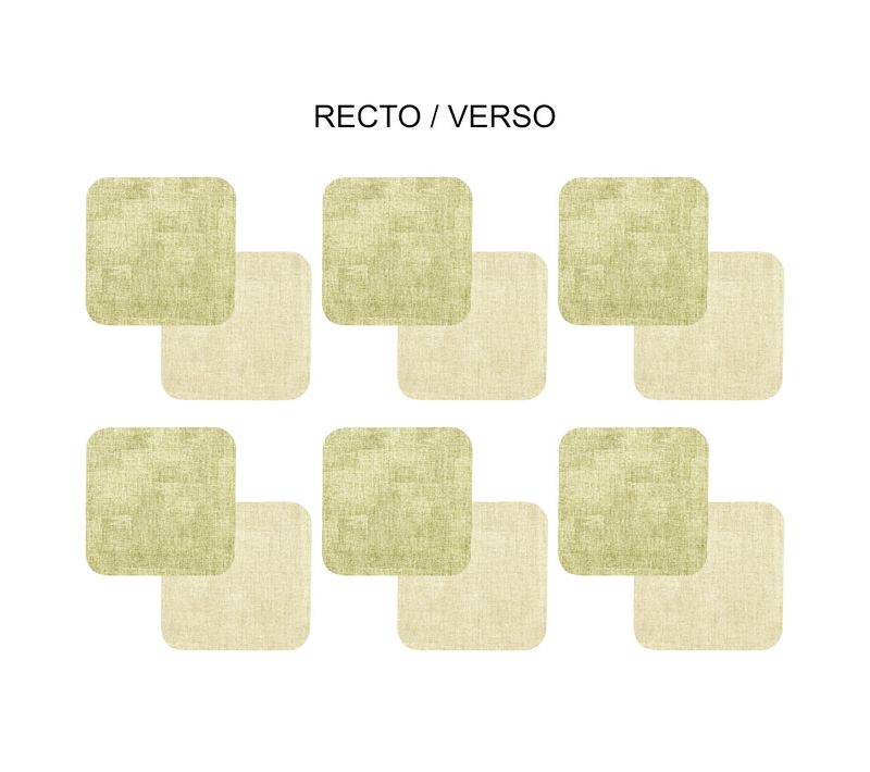 Set De 6 Dessous De Verre Carré Verte Beige En Plastique