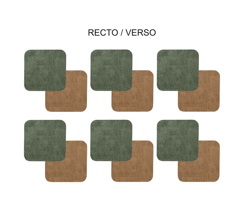 Set De 6 Dessous De Verre Carré Vert Marron En Plastique