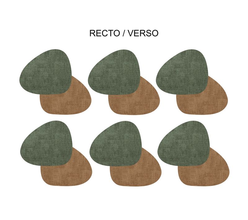 Set De 6 Dessous De Verre Fabrik Galet Vert Marron En Plastique