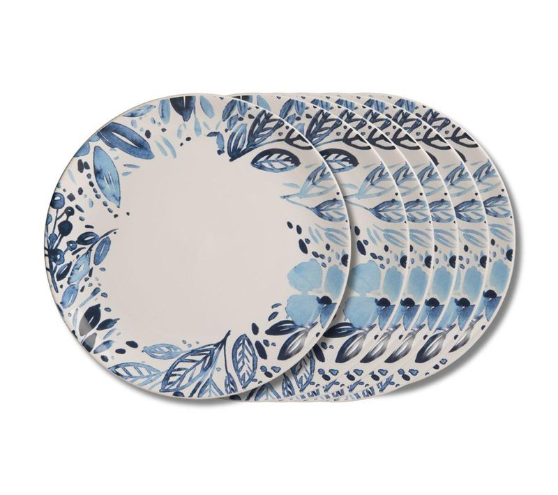 Assiette Plate Jardin Bleu 27 Cm (lot De 6) En Faience