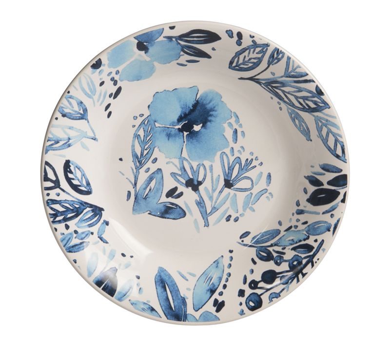 Assiette Creuse Jardin Bleu 20,5 Cm (lot De 6) En Faience