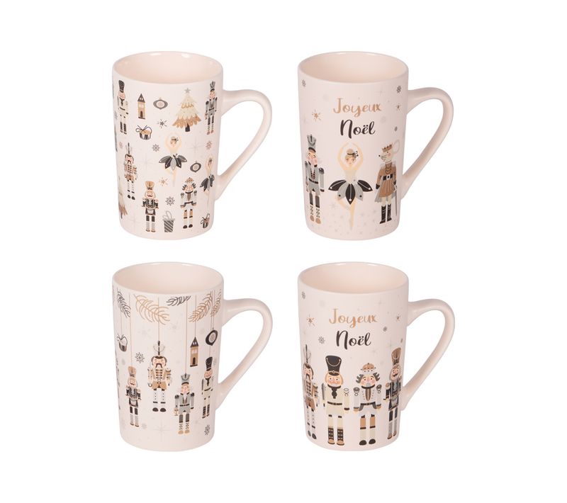 Coffret De 4 Mugs Nutcracker 38 Cl En Porcelaine