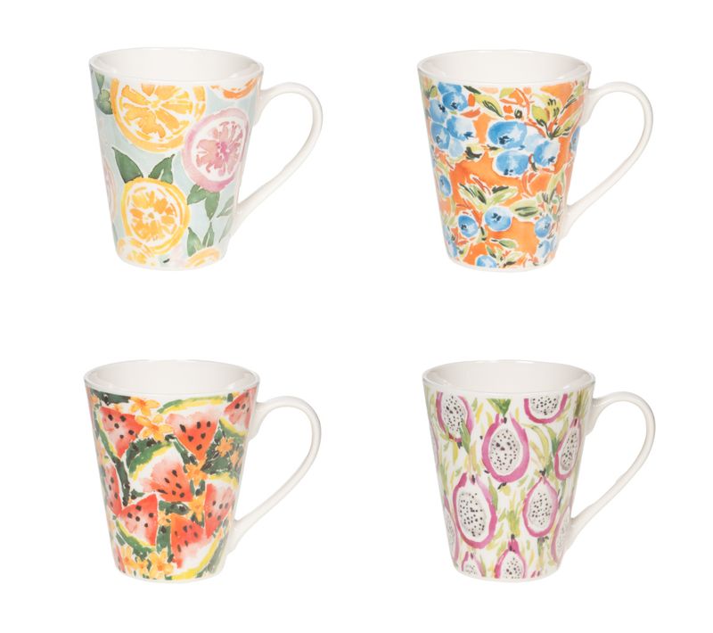 Coffret De 4 Mugs Salvador 31 Cl En Porcelaine