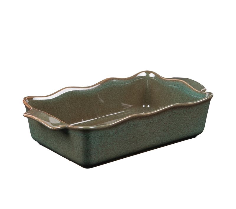 Plat à Four Rectangle Ely 27x16x7 Cm Vert En Porcelaine