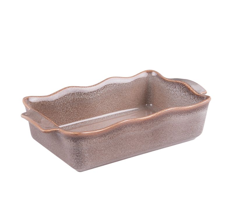 Plat à Four Rectangle Ely 27x16x7 Cm Brun En Porcelaine