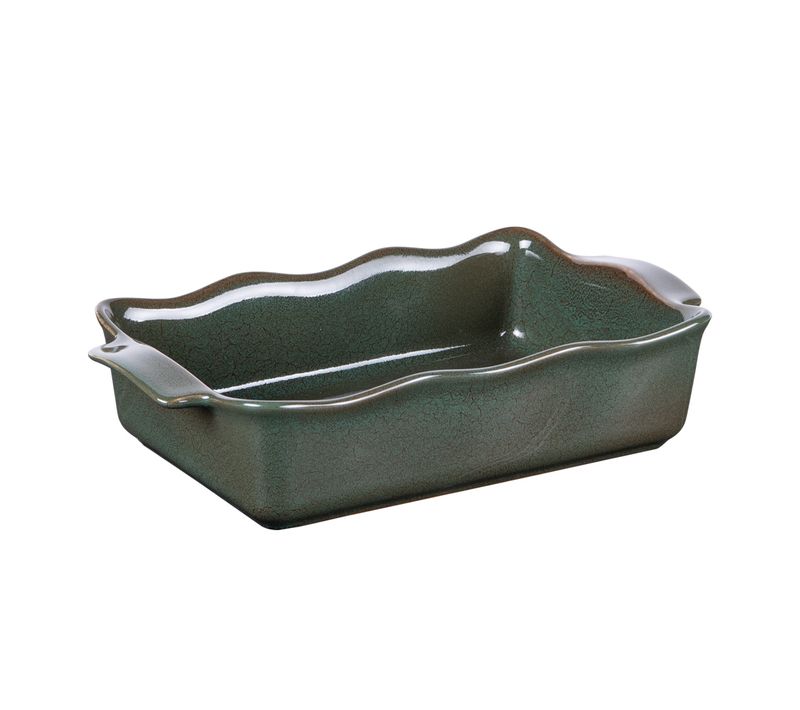 Plat à Four Rectangle Ely 31x17x7 Cm Vert En Porcelaine