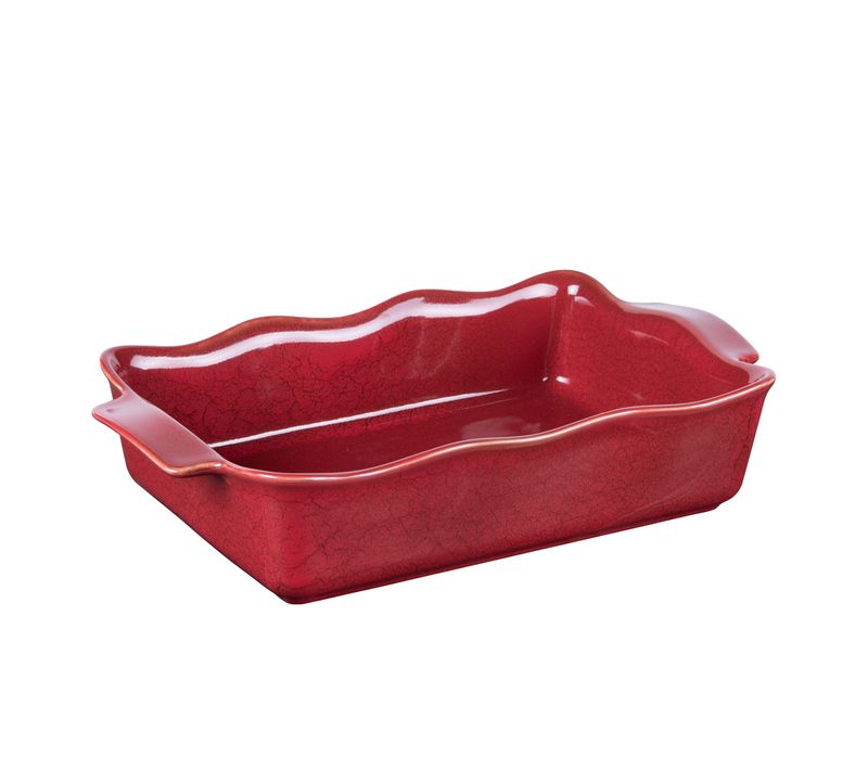 Plat à Four Rectangle Ely 36x21x8 Cm Rouge En Porcelaine