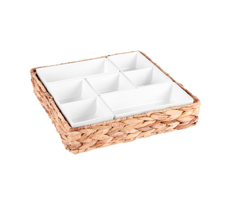 Service Apéritif Tatonka Tressé 8 Pièces Carré En Porcelaine