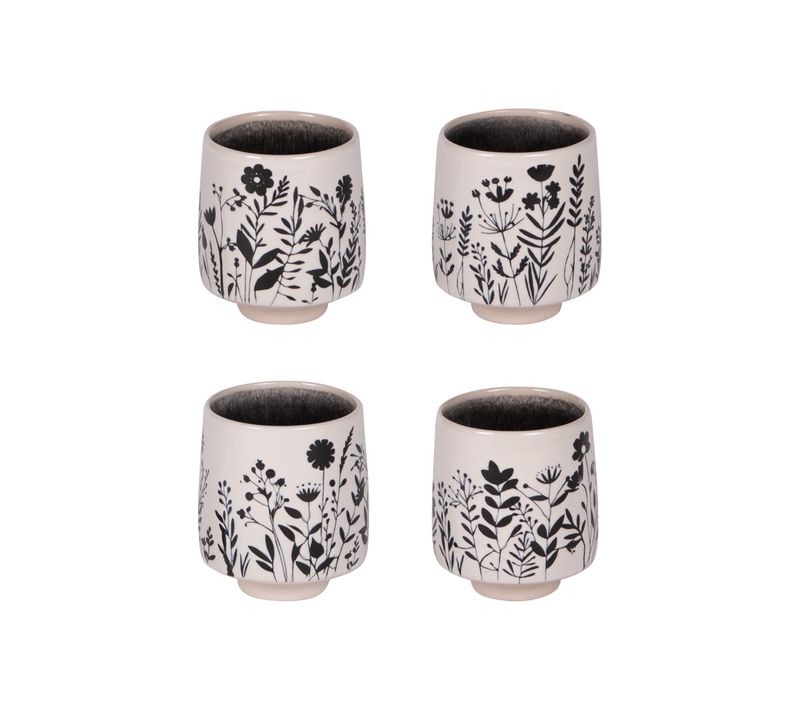 Coffret De 4 Gobelets Ikebana 25 Cl En Grès