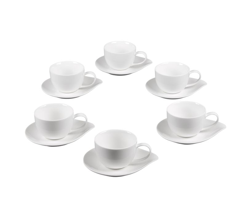 Coffret De 6 Tasses à Café Avec Sous Tasses 10 Cl Pétale En Porcelaine