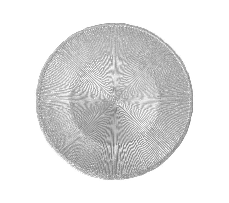 Assiette Plate Glitter Grise 28 Cm (lot De 6) En Verre