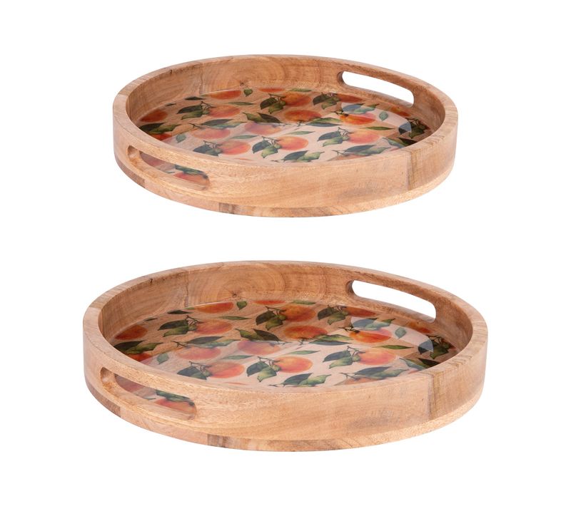 Set De 2 Plateaux Ronds Amalfi 35 Et 40 Cm En Bois