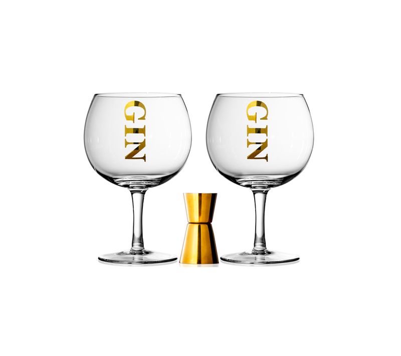 Coffret De 2 Verres à Gin Et Doseur En Verre