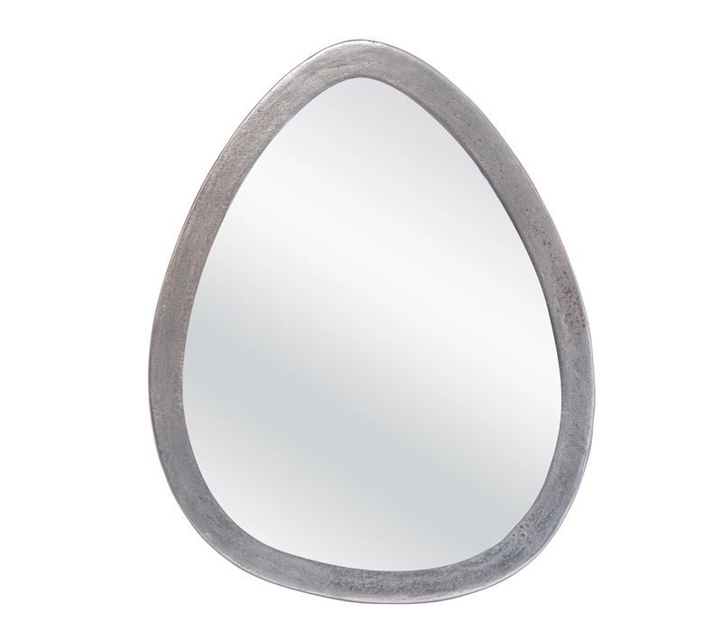 Miroir Métal Oeuf Argent 63 X 52 Cm En Métal