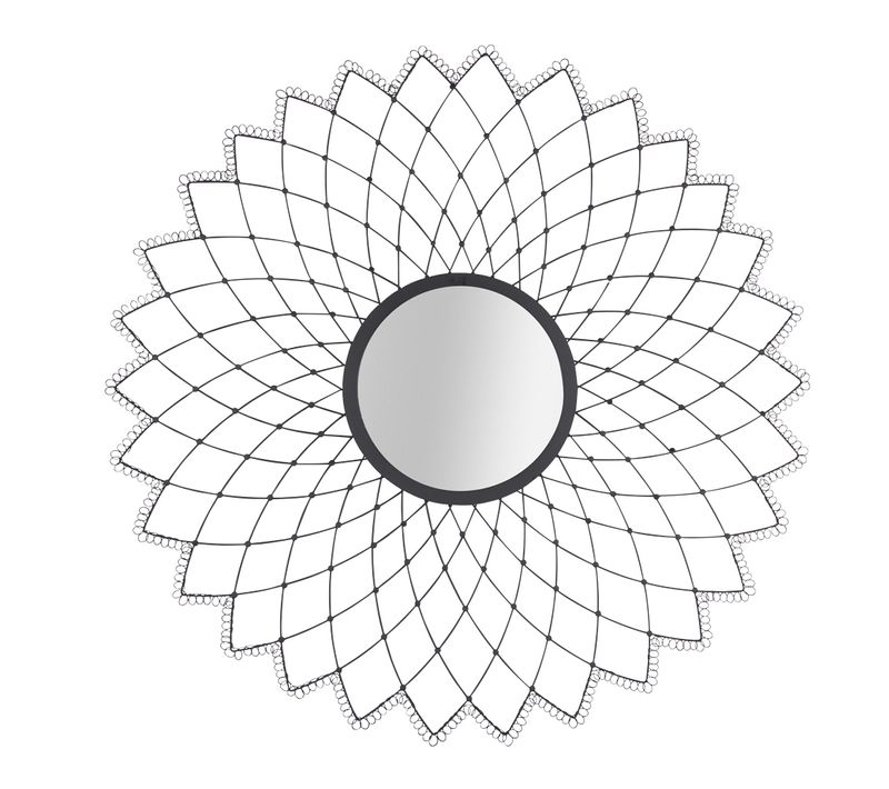 Miroir Mandala Noir D79 Cm En Métal