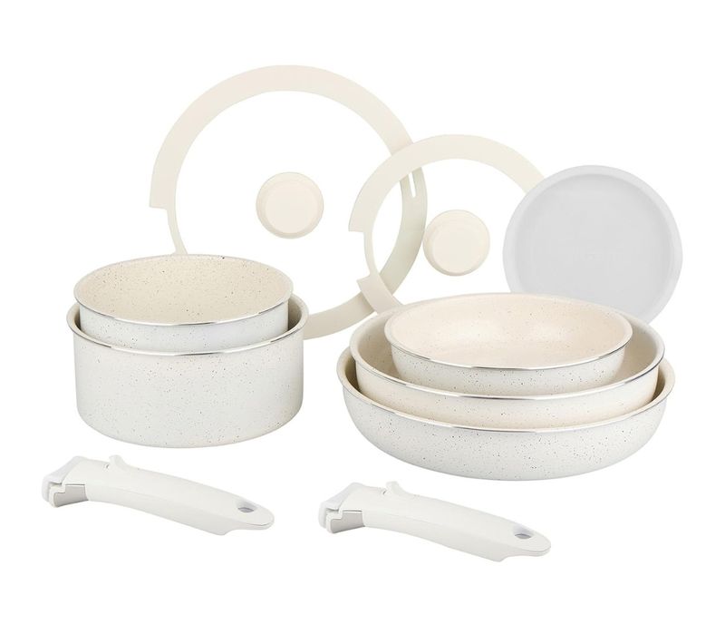 Batterie 10 Pièces Aluminium Blanc Céramique Sans Pfas, Tous Feux Dont Induction 716977