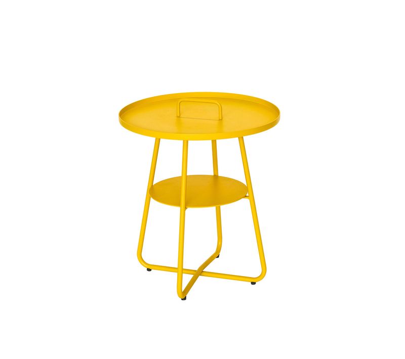 Table Basse Ronde En Aluminium Jaune Thasos Ø 50 Cm