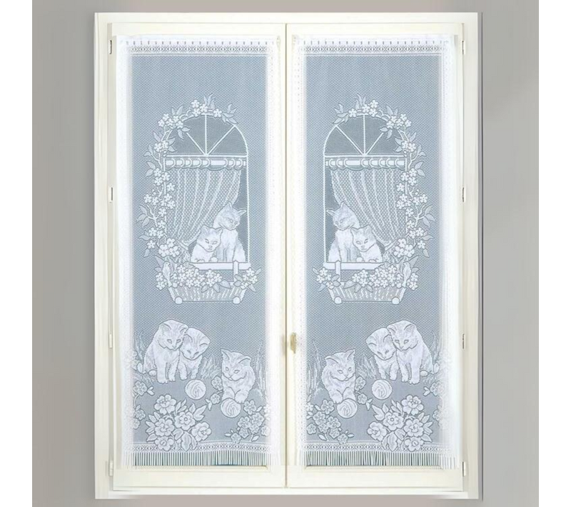 Paire De Petits Voilages Droits À Franges - 60x220 Cm - Blanc