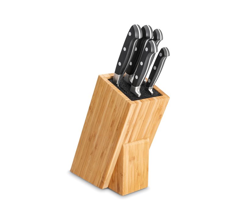 Bloc En Bois De 5 Couteaux Forgé Georges Noir En Inox