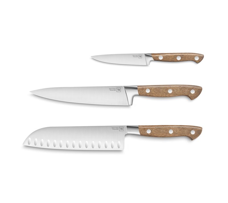 Set De 3 Couteaux Georges Office Santoku Cuisine En Acier