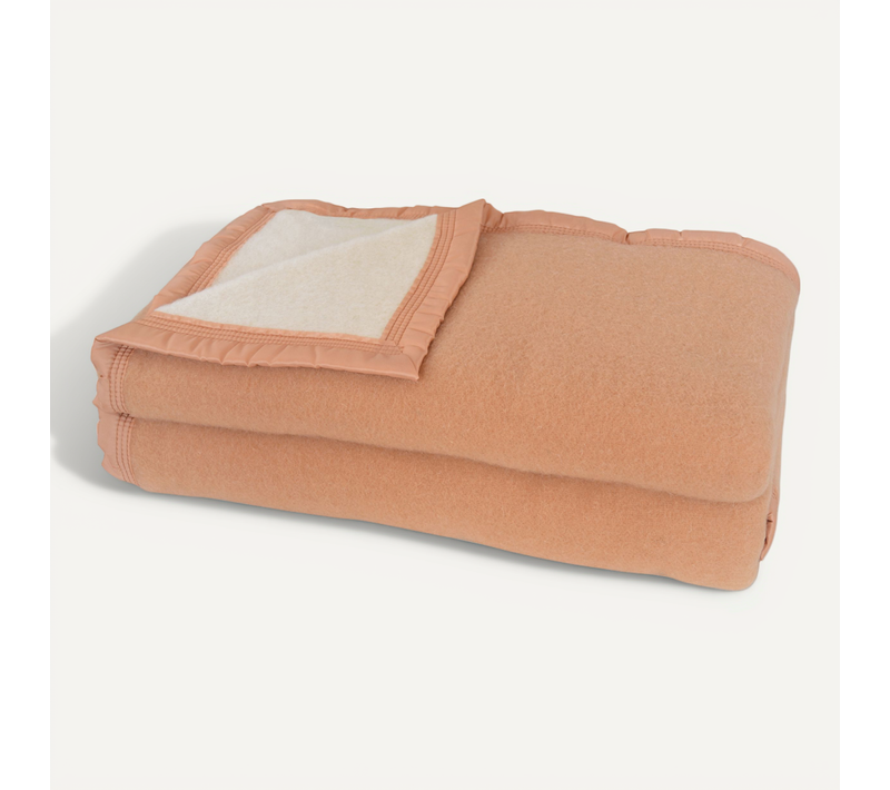 Couverture En 100% Pure Laine Vierge 500g/m² - 180 X 240 Cm - Biche/naturel