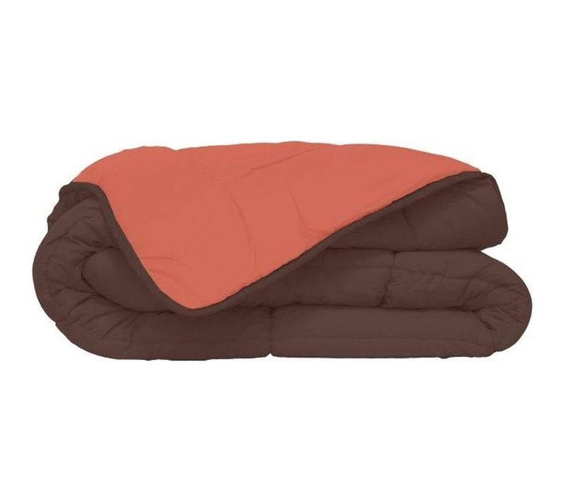 Calgary Couette Chaude Microfibre 400g/m² Chocolat Et Corail 140x200cm
