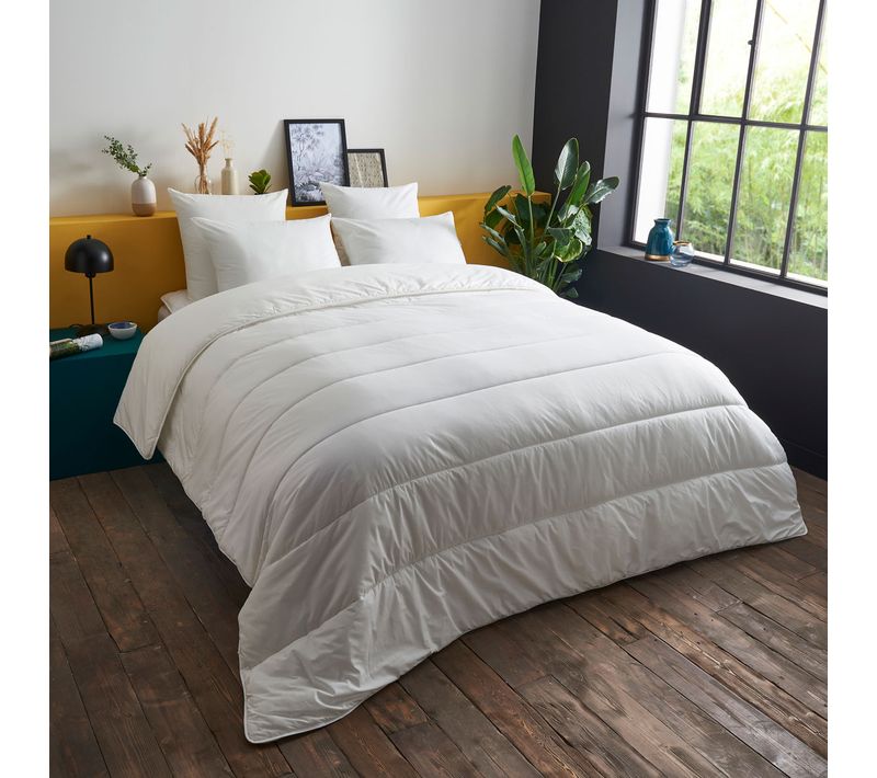 Couette Tempérée Extra-douce - Coton Bio - Huguette 200 X 200 Cm Blanc