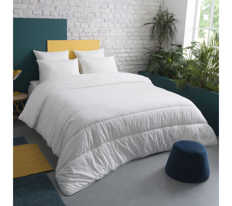 Couette Chaude Gonflant Durable - Coton Bio - Odette 240 X 260 Cm Blanc