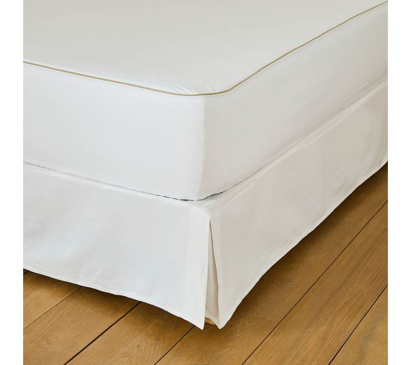 Protège Matelas Coton Imperméable - Passepoil Beige 90 X 190 Cm Blanc