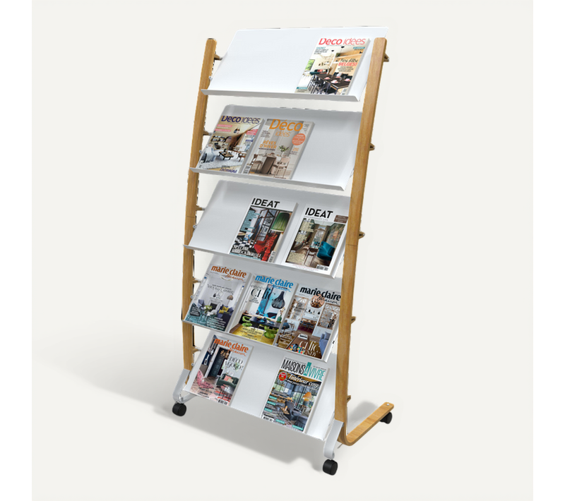 Présentoir Mobile Grand Modele Sur Roulettes En Bois