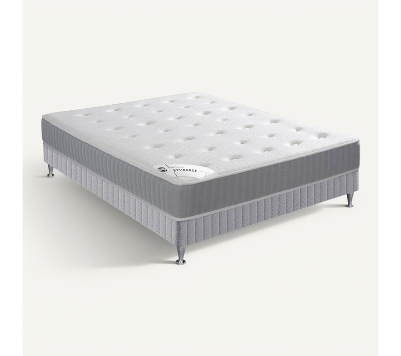 Ensemble Matelas ressort 160x200 cm Attirance + Sommier - H24 cm - Ressorts Ensachés, Ferme