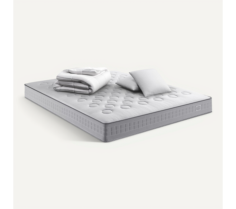 Matelas Ressorts Ensachés 140x200 cm INITIAL, Ferme, H23 + 2 Oreillers + Couette