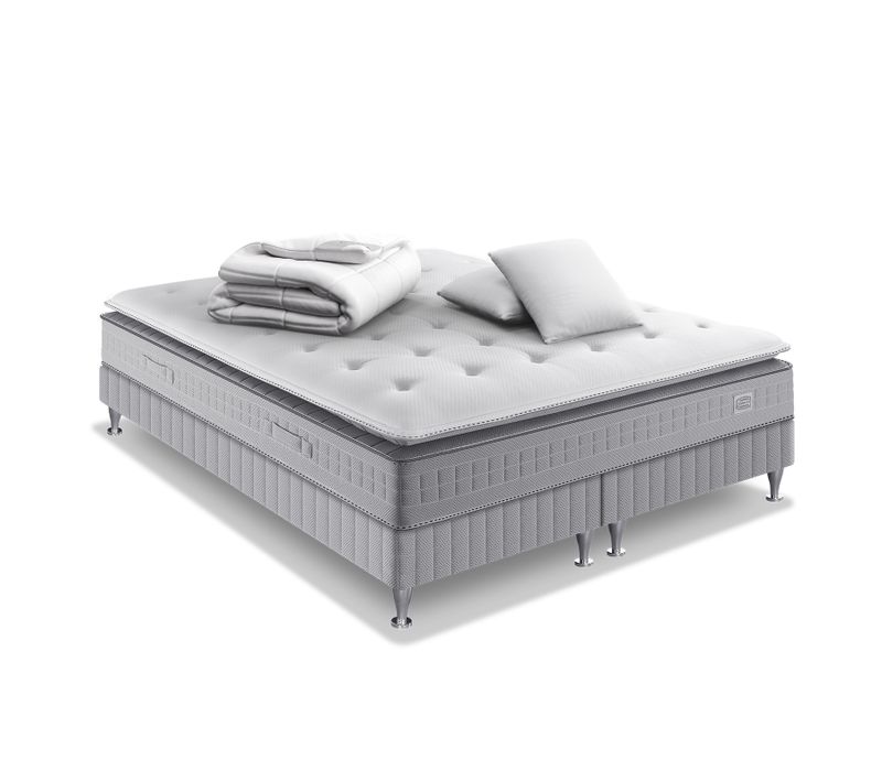 Ens Extension 180x200 Matelas H29 Ressort Ensachés, Ferme, 2 Sommiers,couette,2 Oreillers